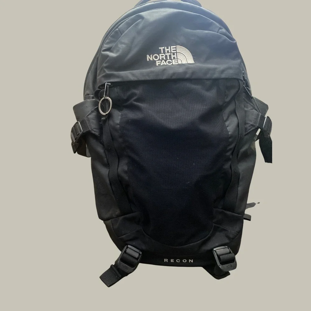 The North Face Recon Backpack Black FlexVent Suspension Daypack Repaired Straps
